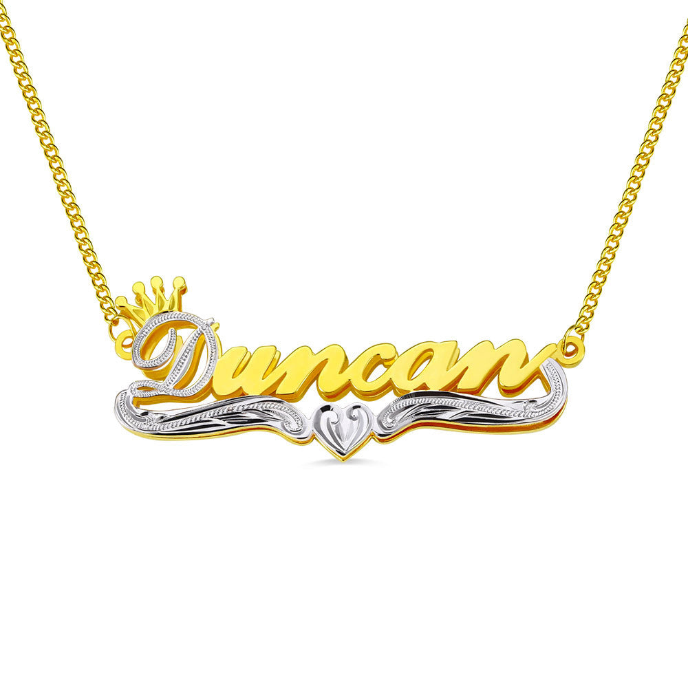 Personalized Double Plate Name Necklace in Gold Jewelry Treasures