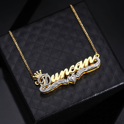 Personalized Double Plate Name Necklace in Gold Jewelry Treasures