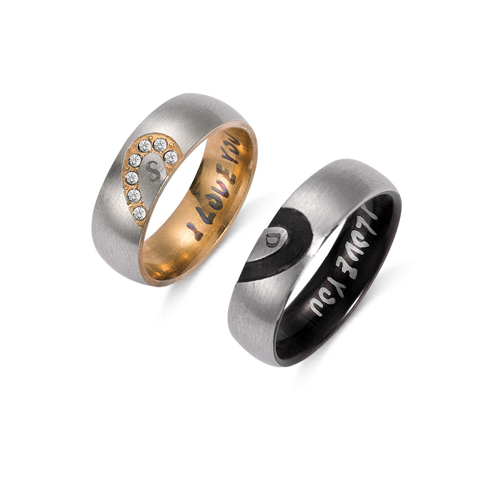 Personalized Heart Couple Rings Jewelry Treasures