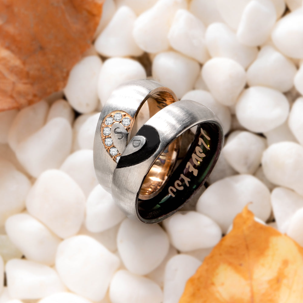 Personalized Heart Couple Rings Jewelry Treasures