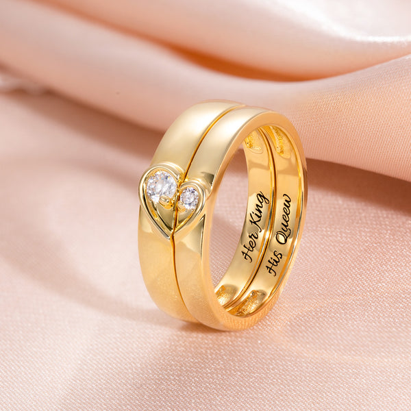 Personalized Half Heart Shaped Ring for Couple Jewelry Treasures