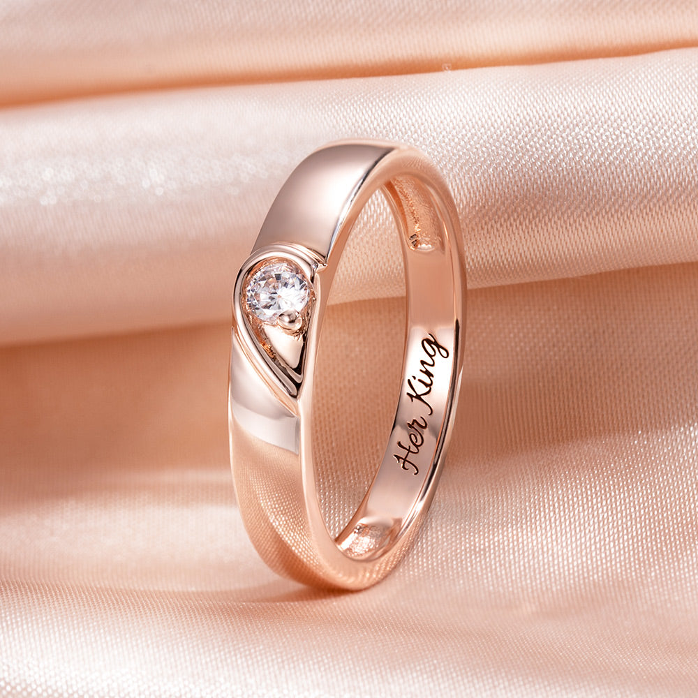 Personalized Half Heart Shaped Ring for Couple Jewelry Treasures