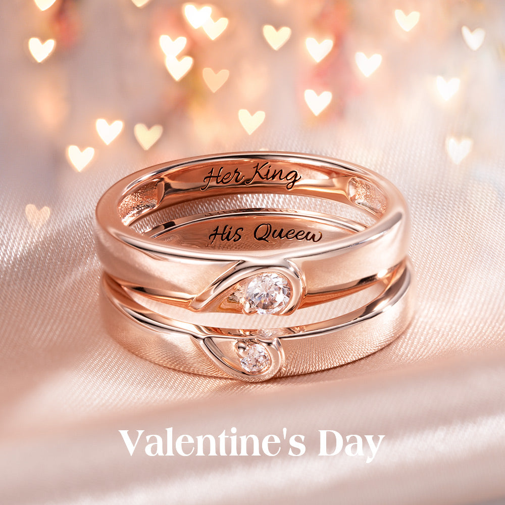 Personalized Half Heart Shaped Ring for Couple Jewelry Treasures