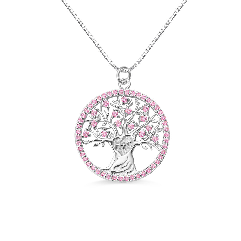 Personalized Heart Tree Birthstone Necklace Full Birthstone Jewelry Treasures