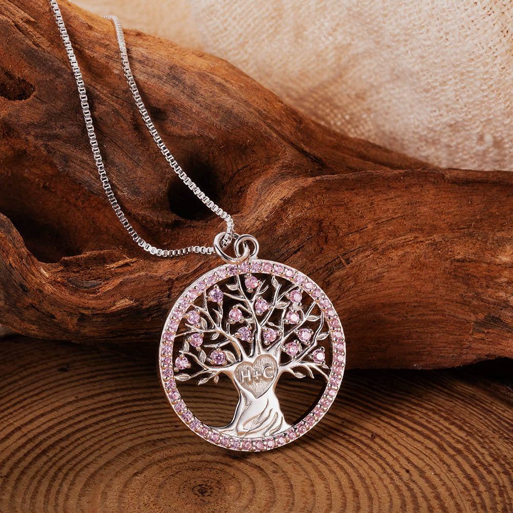 Personalized Heart Tree Birthstone Necklace Full Birthstone Jewelry Treasures