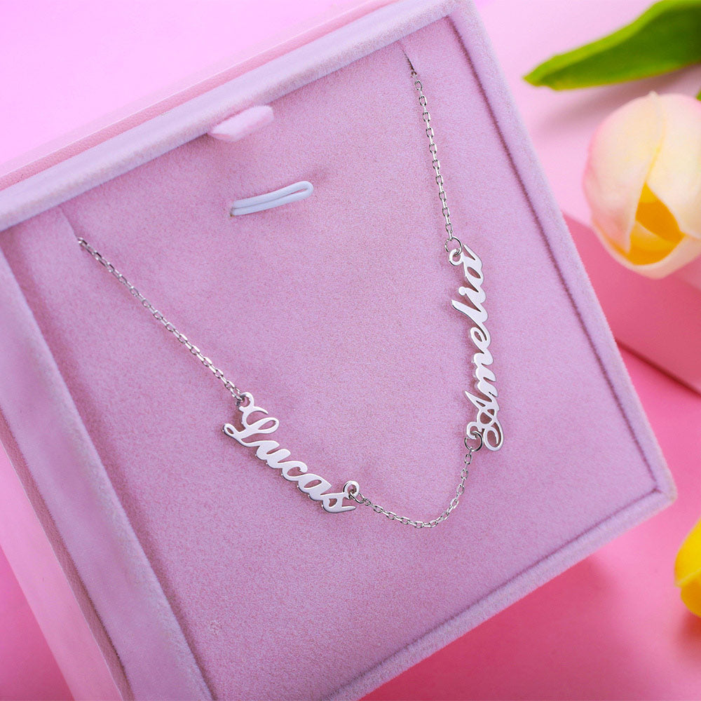 Personalized Double Name Necklace Stainless Steel Jewelry Treasures