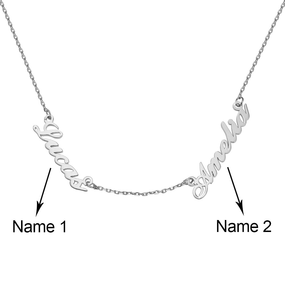 Personalized Double Name Necklace Stainless Steel Jewelry Treasures