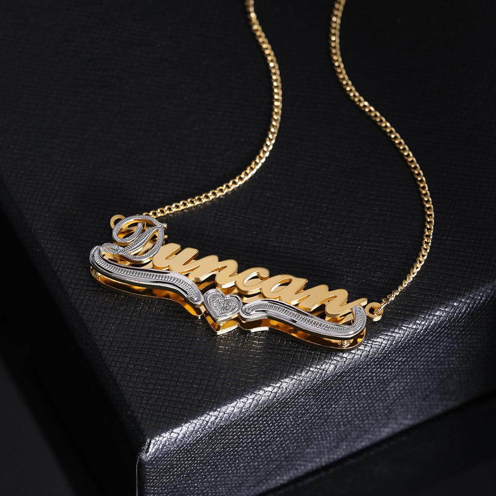 Double Plate Name Necklace in Gold Jewelry Treasures