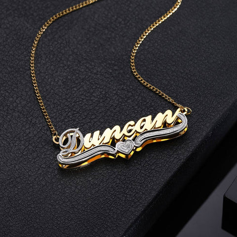 Double Plate Name Necklace in Gold Jewelry Treasures