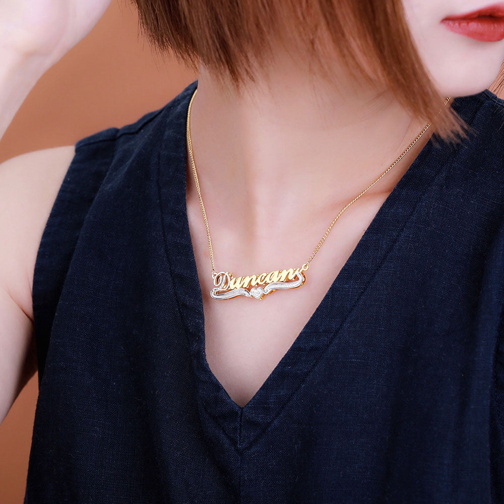 Double Plate Name Necklace in Gold Jewelry Treasures