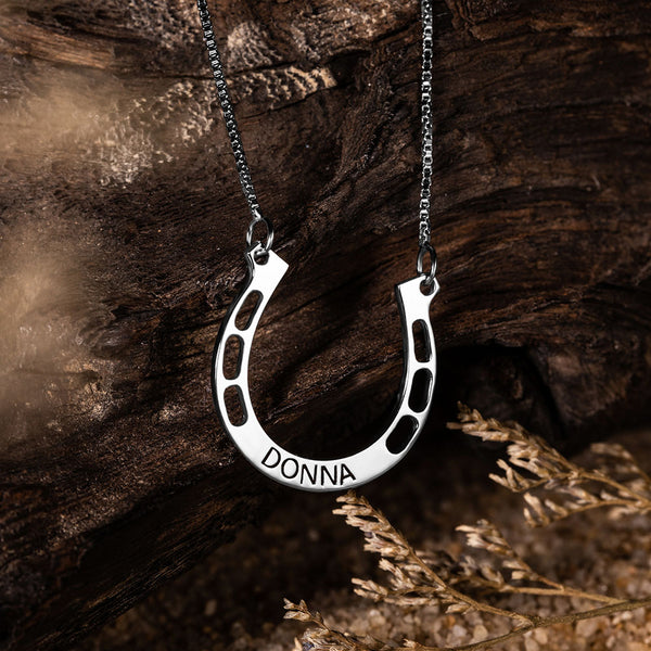 Personalized Horseshoes Name Necklace Custom Gifts for Women