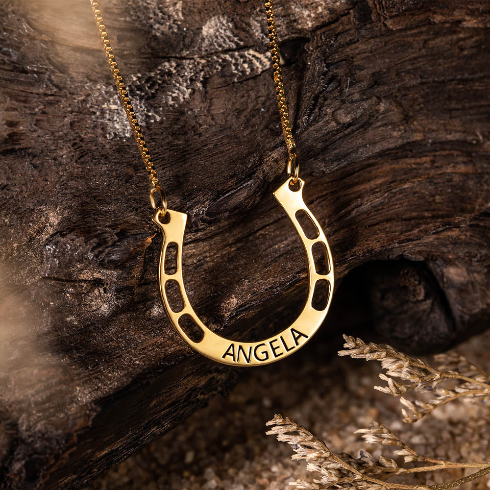 Personalized Horseshoes Name Necklace Custom Gifts for Women