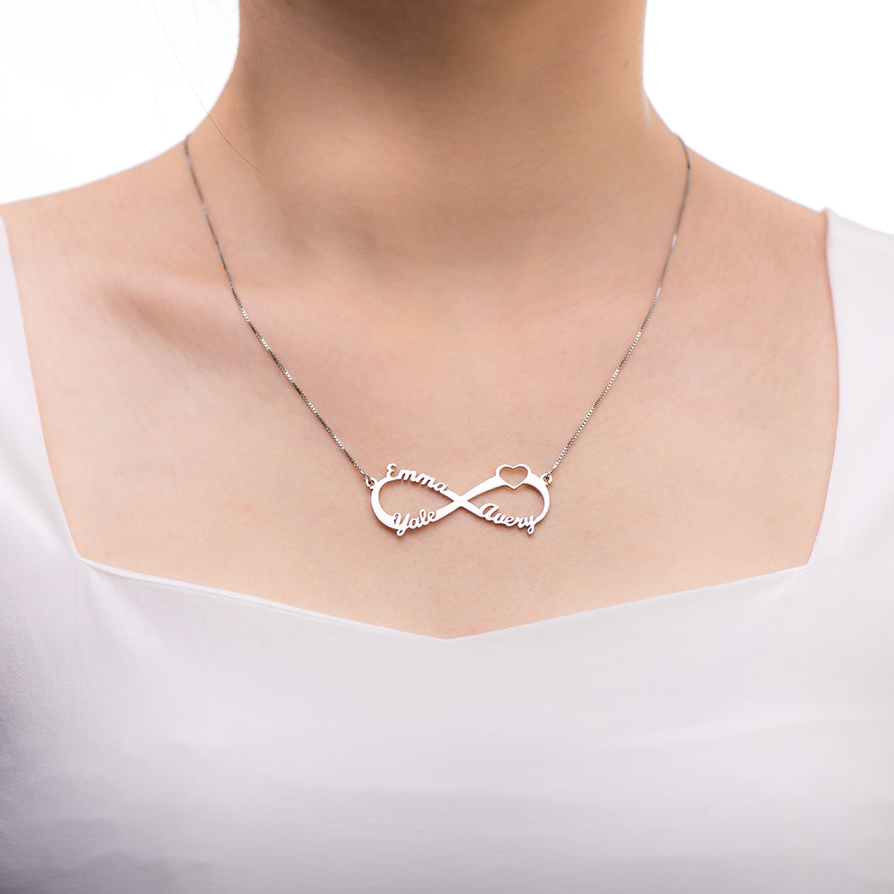 Adorable Heart Infinity 3 Names Necklace Jewelry Treasures