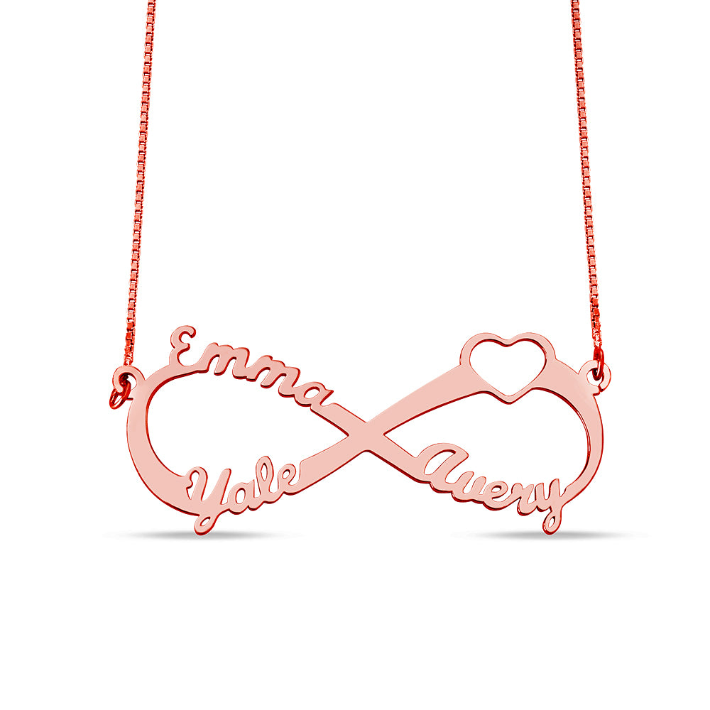 Adorable Heart Infinity 3 Names Necklace Jewelry Treasures