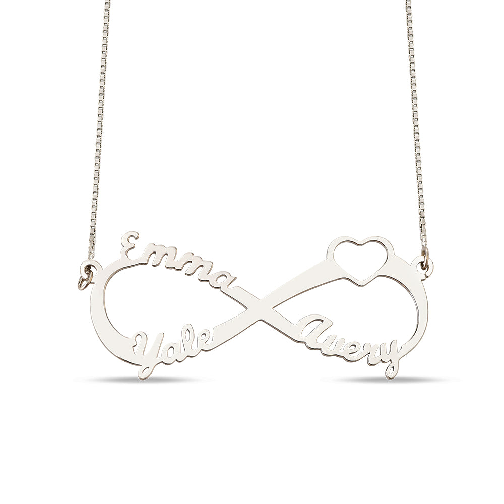 Adorable Heart Infinity 3 Names Necklace Jewelry Treasures