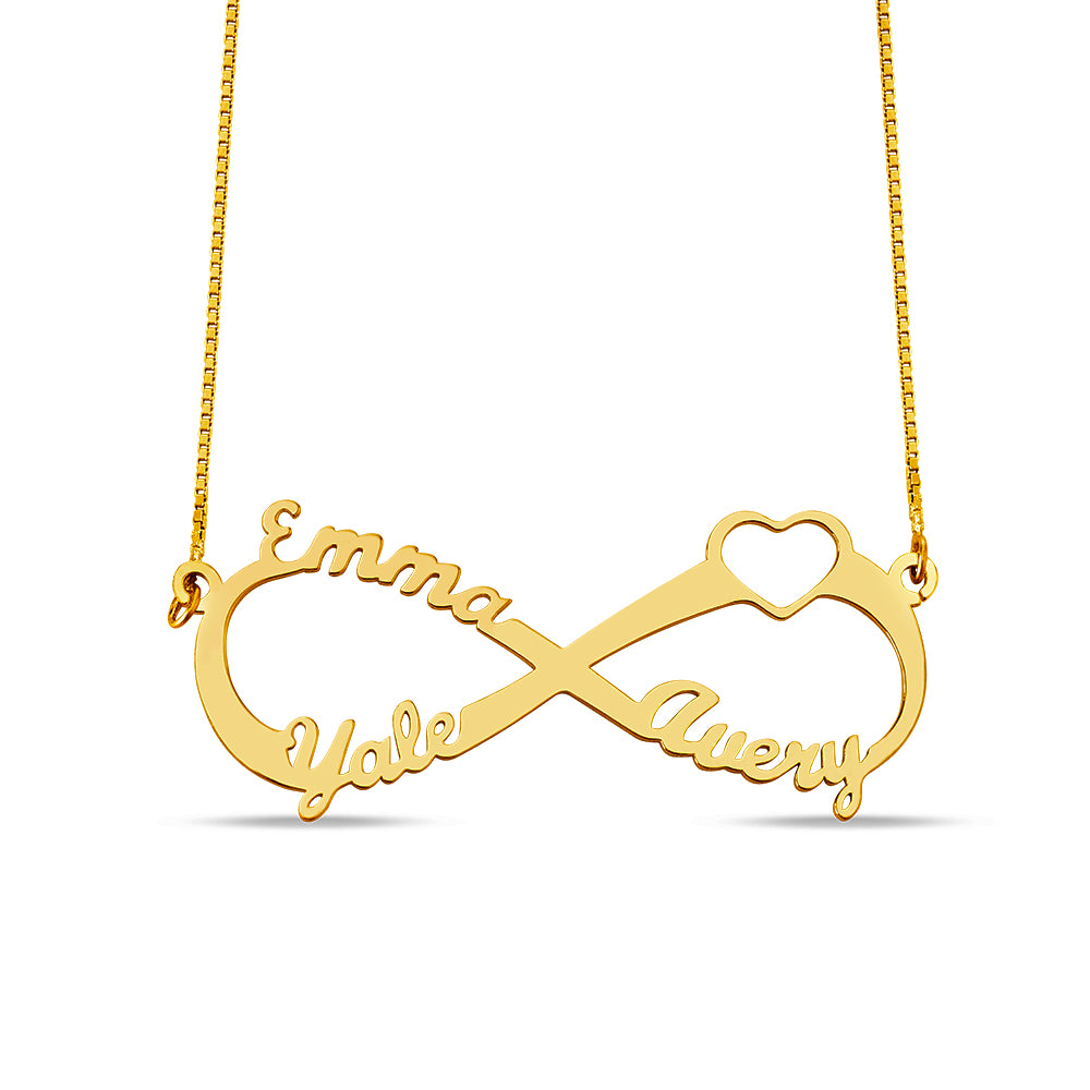 Adorable Heart Infinity 3 Names Necklace Jewelry Treasures