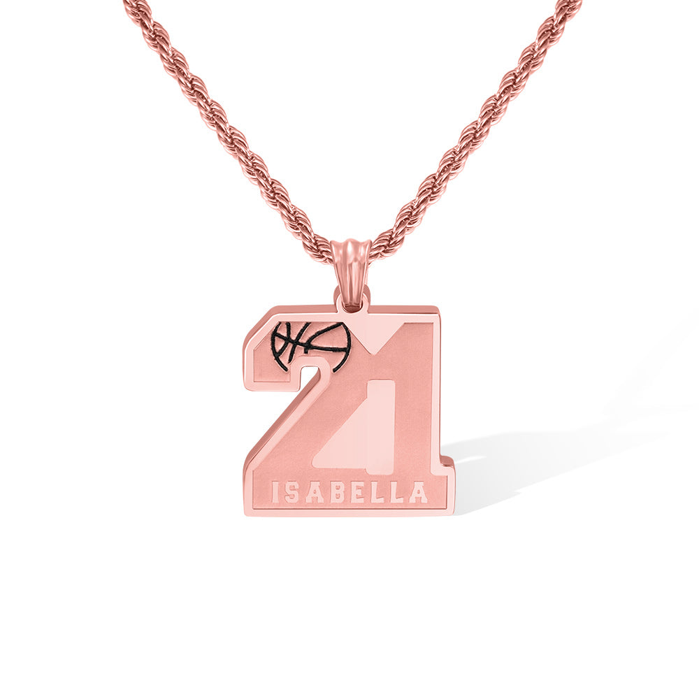 Custom Basketball Number Necklace with Name Jewelry Treasures