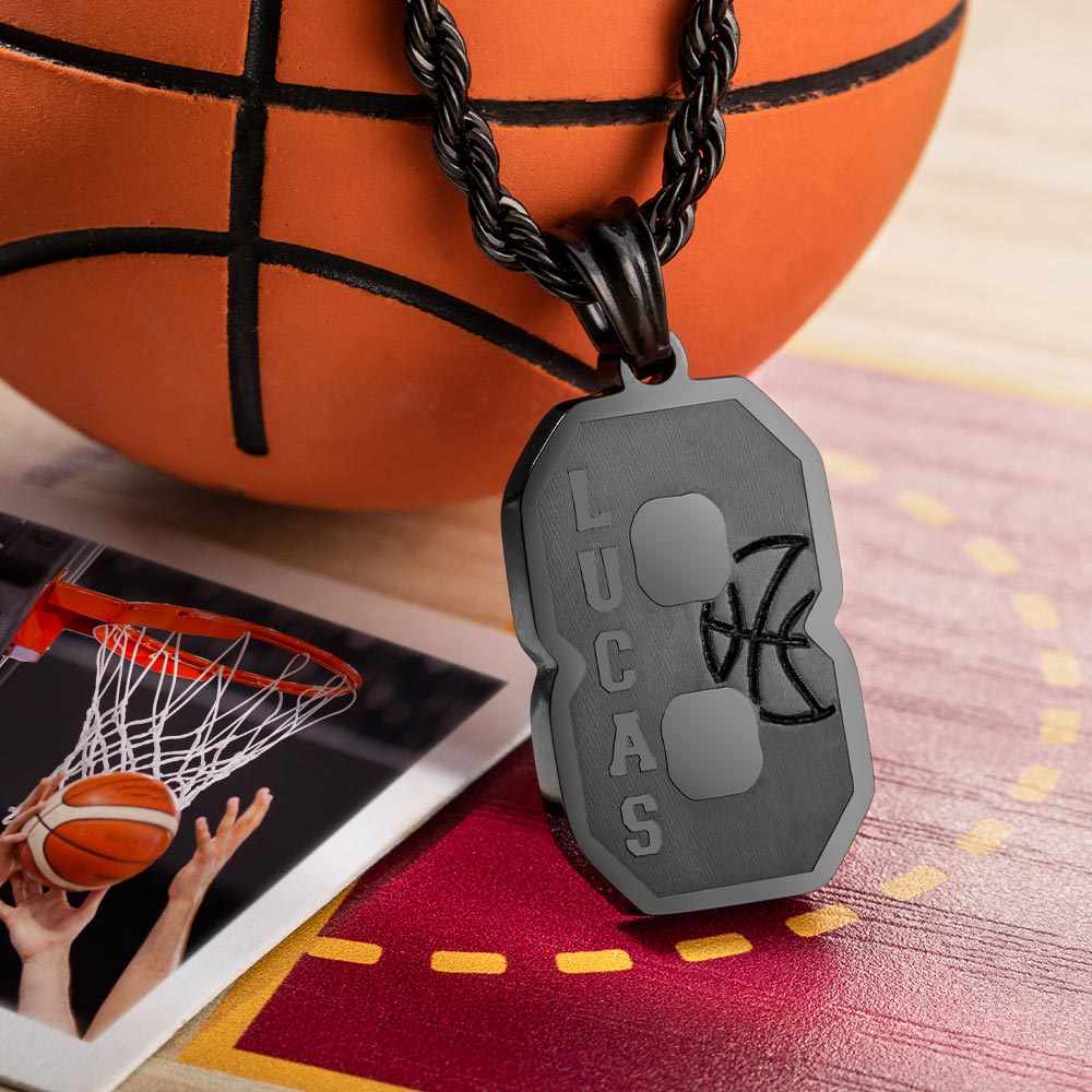 Custom Basketball Number Necklace with Name Jewelry Treasures