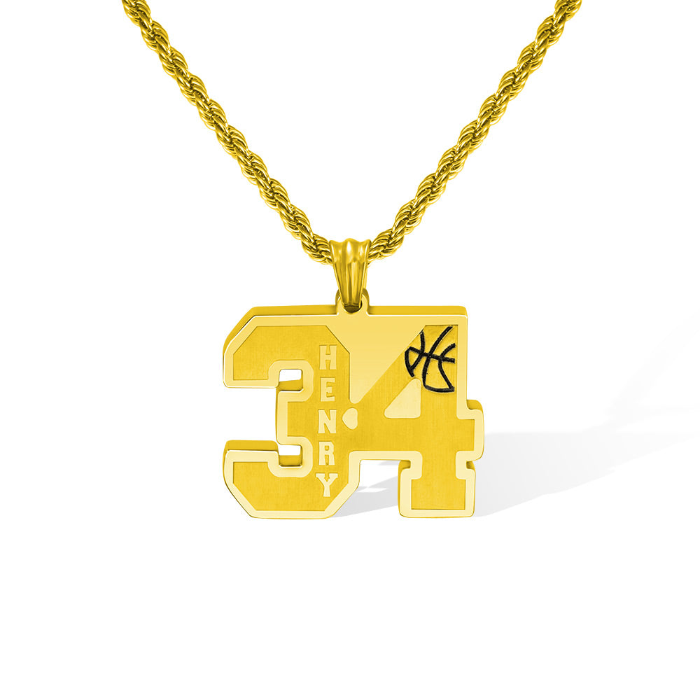 Custom Basketball Number Necklace with Name Jewelry Treasures