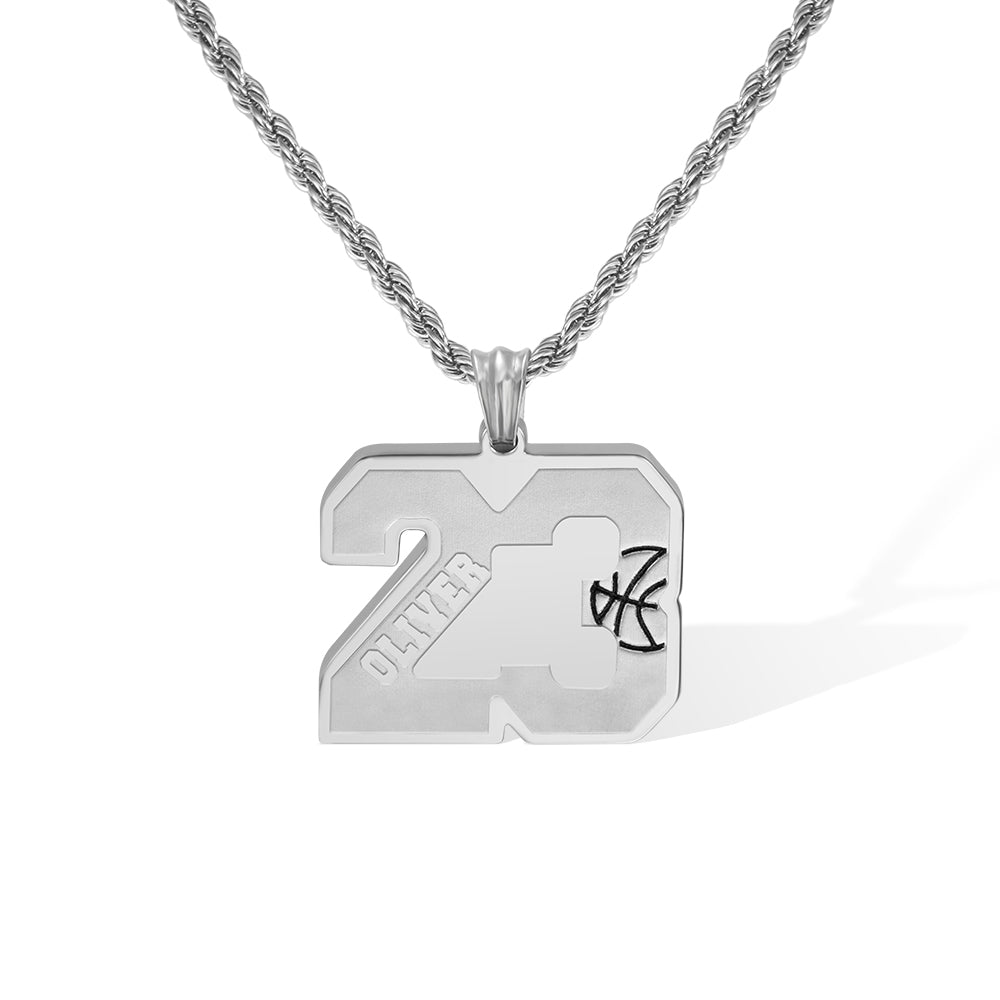 Custom Basketball Number Necklace with Name Jewelry Treasures