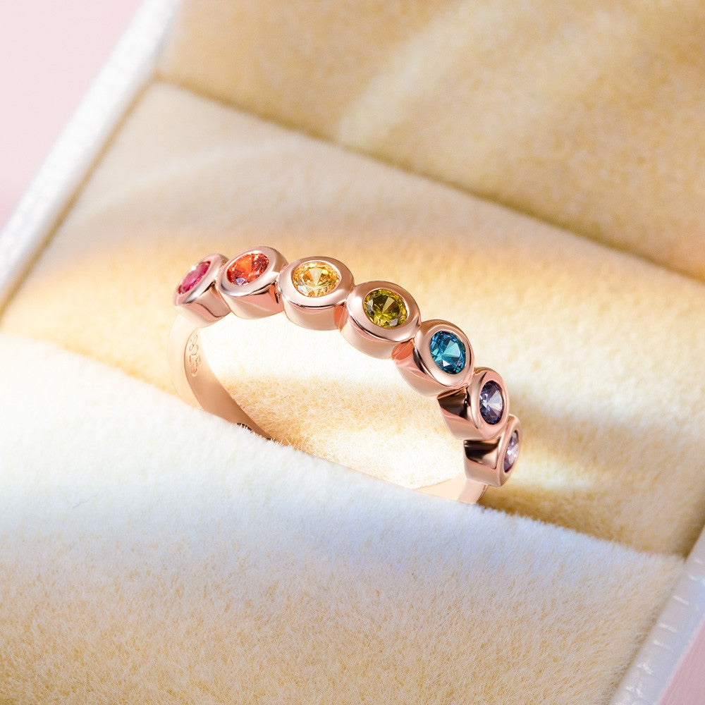 Personalized Multistone Rainbow Ring