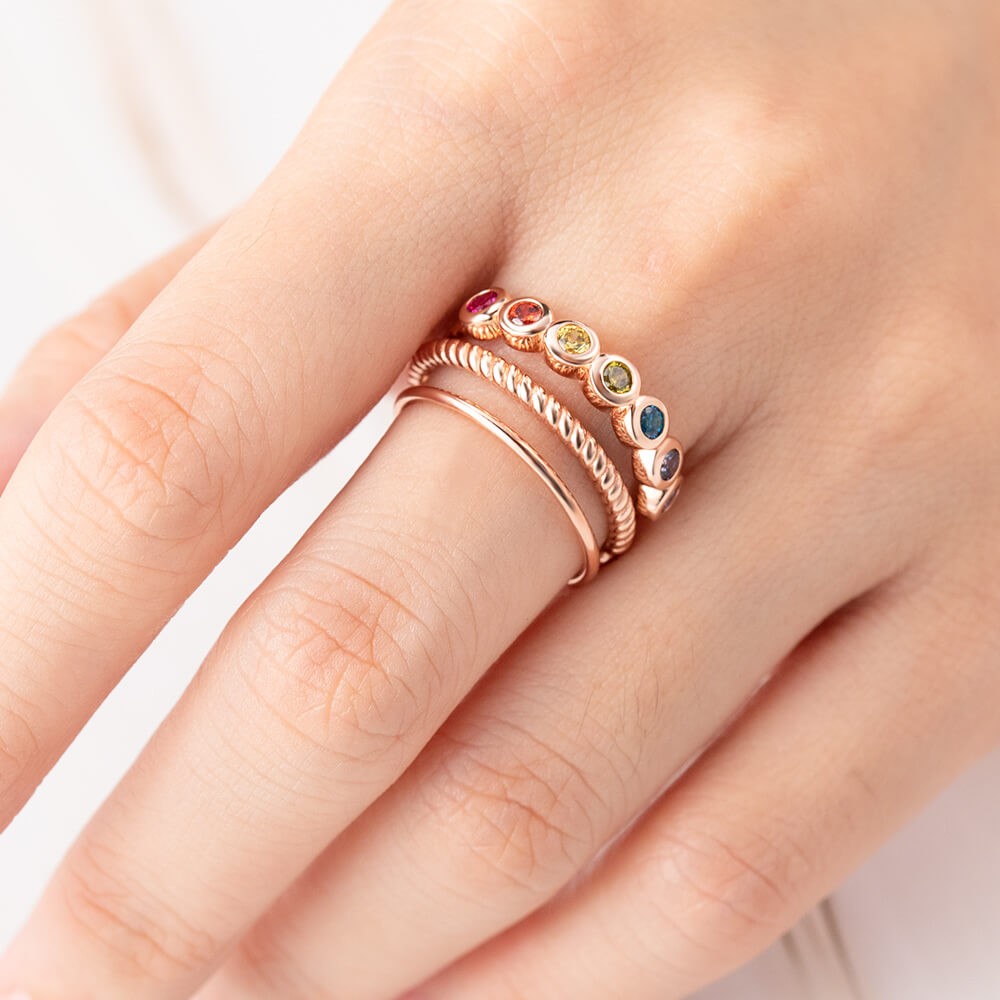 Personalized Multistone Rainbow Ring