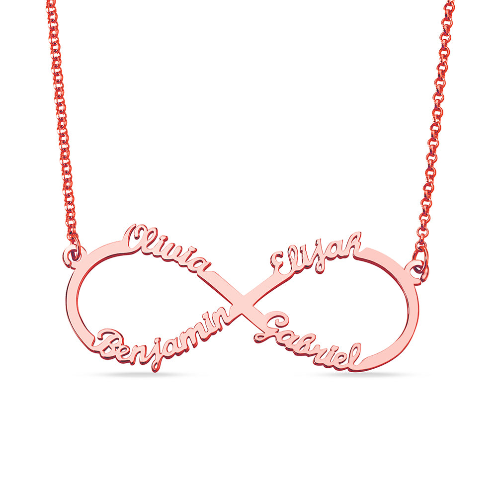 Personalized Infinity Name Necklace - 4 Names Jewelry Treasures