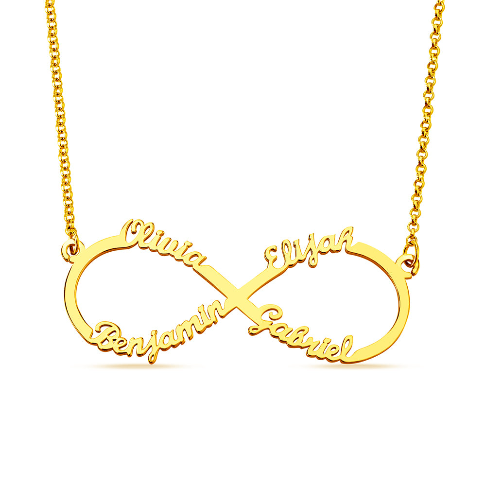 Personalized Infinity Name Necklace - 4 Names Jewelry Treasures