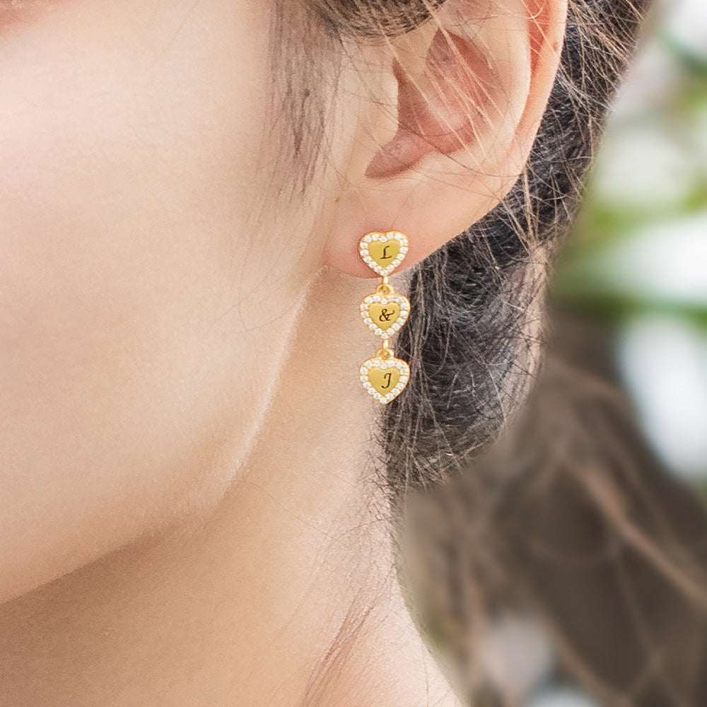 Personalized 1-9 Hearts Earrings for Her