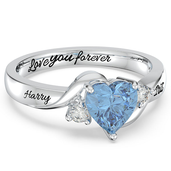 Personalized Heart Stone Promise Ring