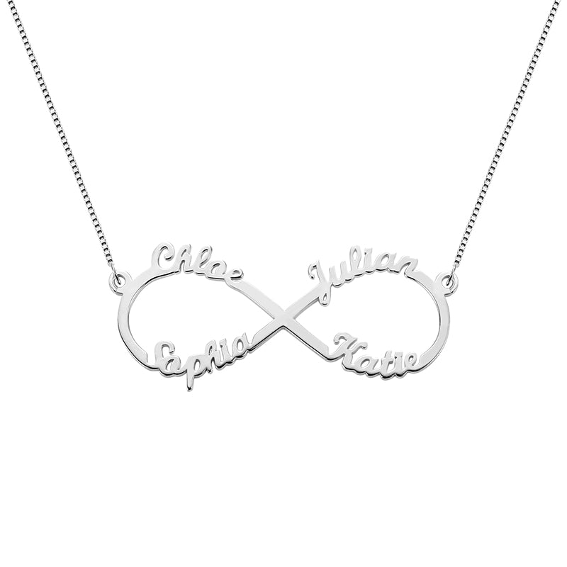 Personalized Infinity Name Necklace - 4 Names Jewelry Treasures