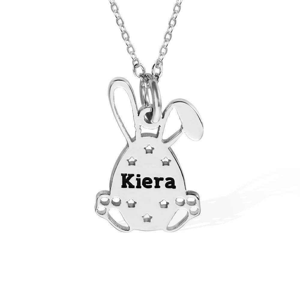 Personalized Easter Bunny Egg Name Necklace Stainless Steel Jewelry Treasures