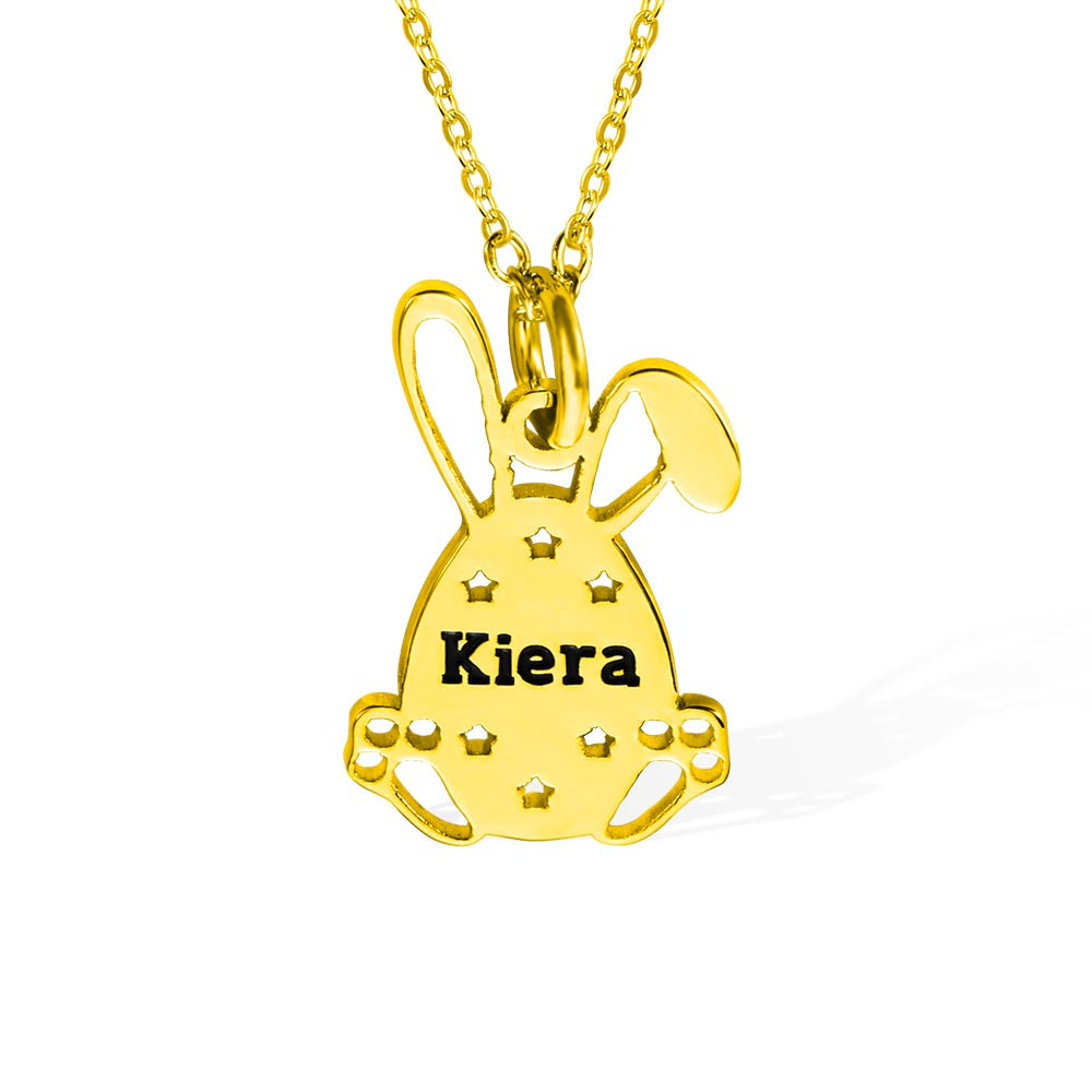 Personalized Easter Bunny Egg Name Necklace Stainless Steel Jewelry Treasures