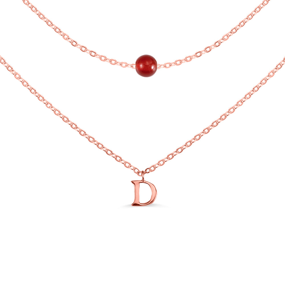 Personalized Double-Layer Initial Necklace with Birthstone Jewelry Treasures