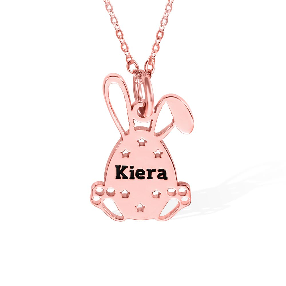 Personalized Easter Bunny Egg Name Necklace Sterling Silver Jewelry Treasures