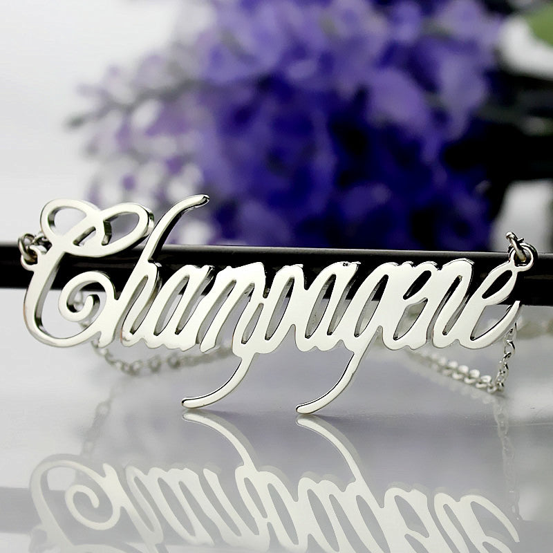 Contemporary Font Unique Name Necklace Sterling Silver Jewelry Treasures