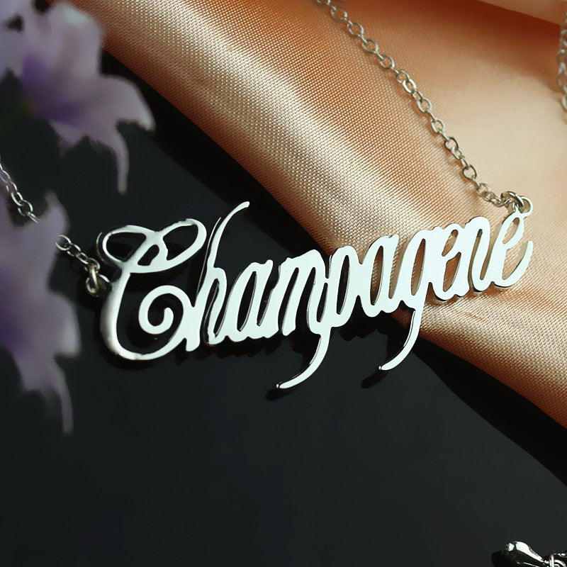 Contemporary Font Unique Name Necklace Sterling Silver Jewelry Treasures