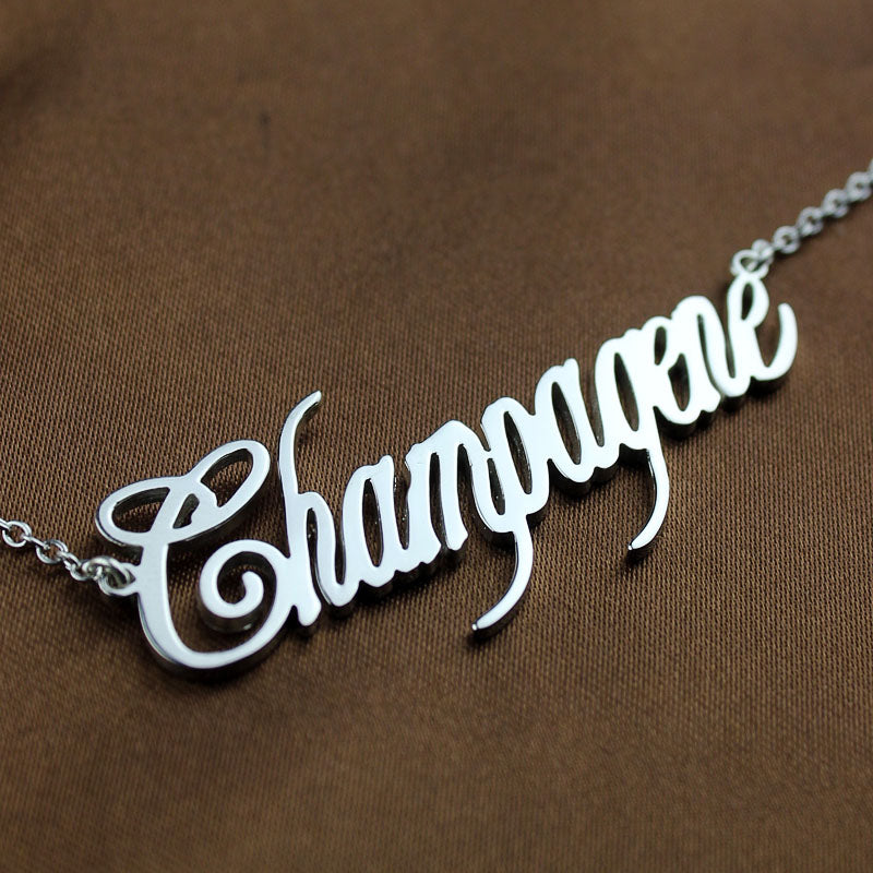 Contemporary Font Unique Name Necklace Sterling Silver Jewelry Treasures