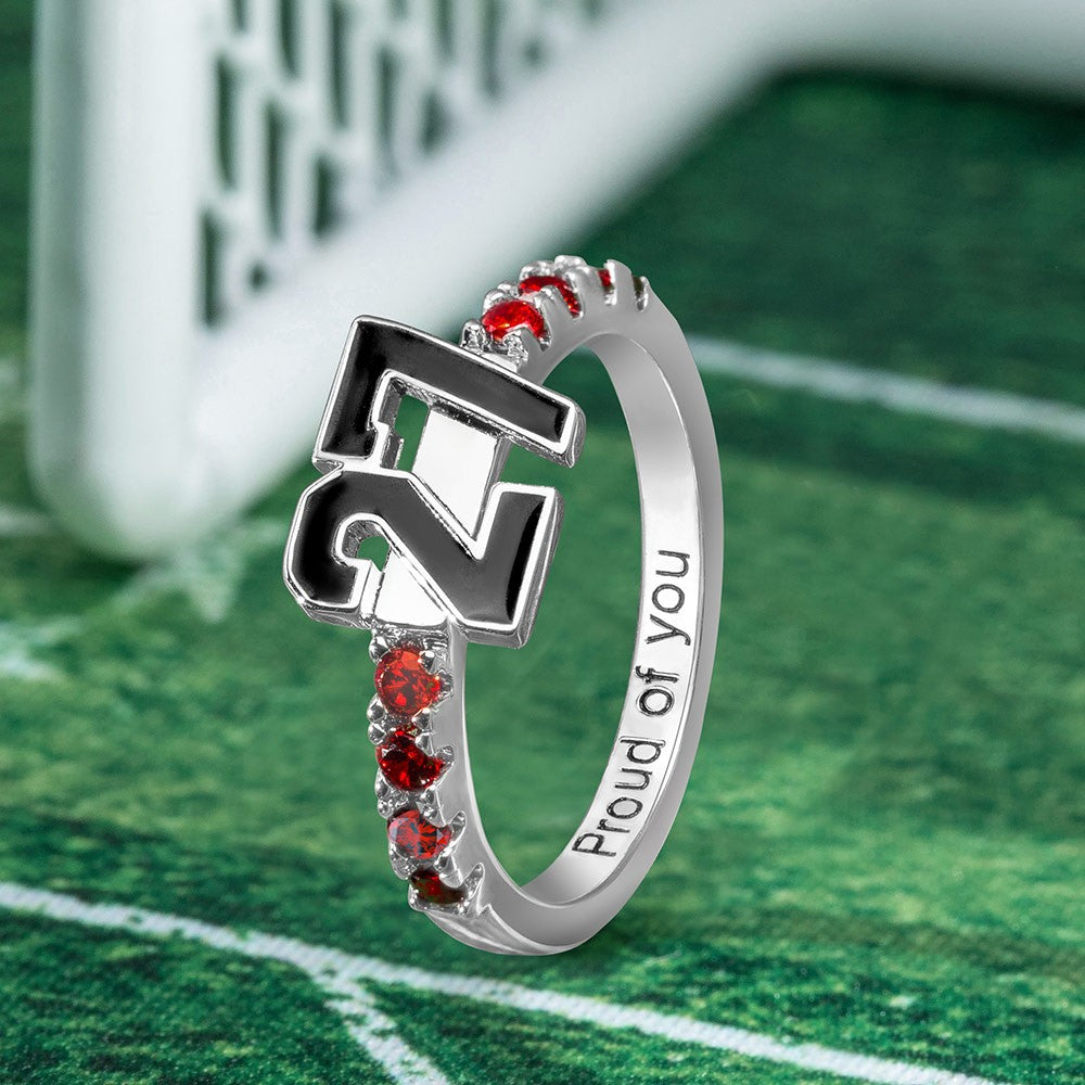 Personalized Sports Number Birthstone Ring Jewelry Treasures