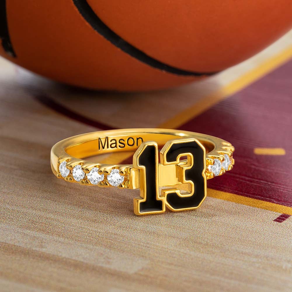 Personalized Sports Number Birthstone Ring Jewelry Treasures