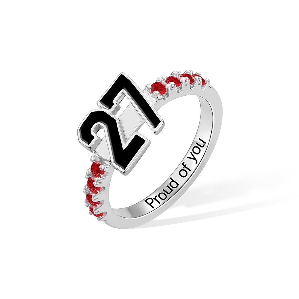 Personalized Sports Number Birthstone Ring Jewelry Treasures