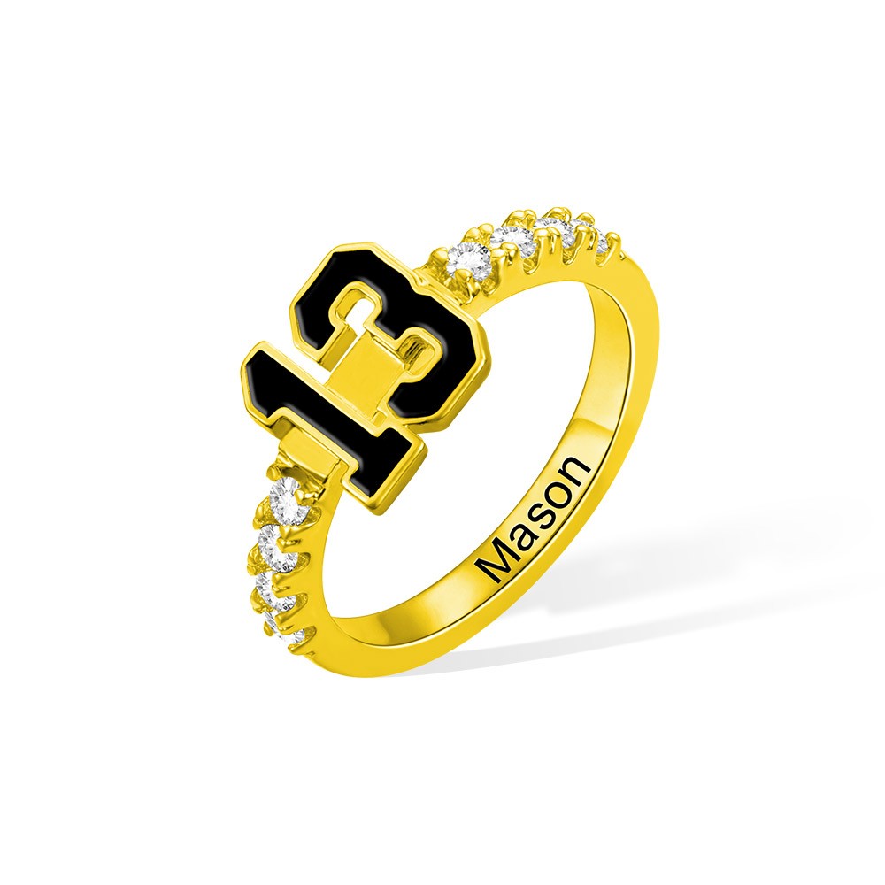 Personalized Sports Number Birthstone Ring Jewelry Treasures