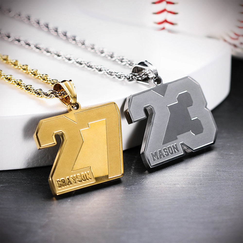 Personalized Sports Number Necklace Stainless Steel Jewelry Treasures