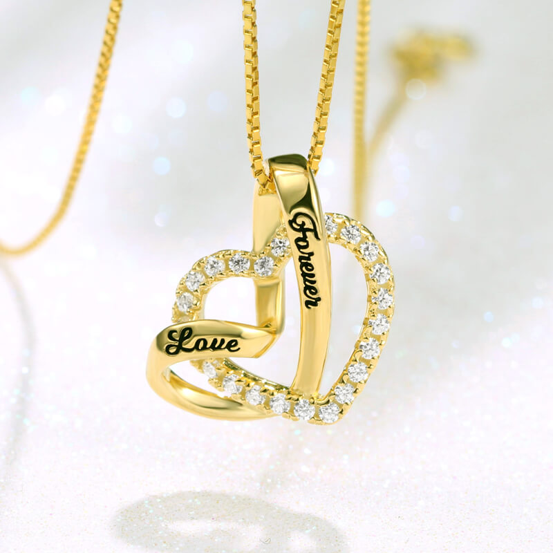 "Love Forever" Heart In Heart Necklace Sterling Silver Jewelry Treasures