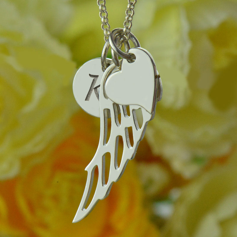 Personalized Angel Wing Necklace Jewelry Treasures