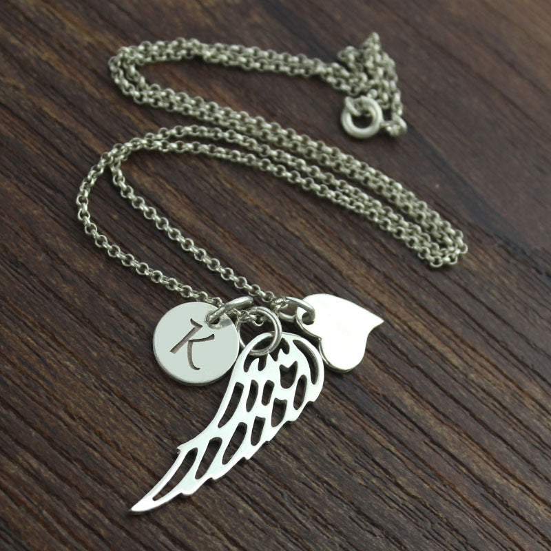 Personalized Angel Wing Necklace Jewelry Treasures