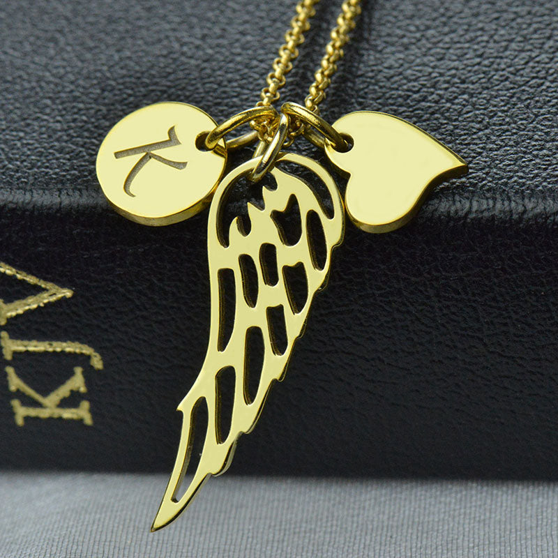 Personalized Angel Wing Necklace Jewelry Treasures