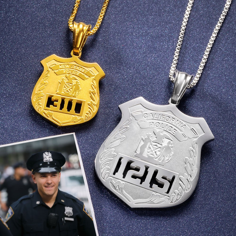 Customized Police Badge Necklace Jewelry Treasures