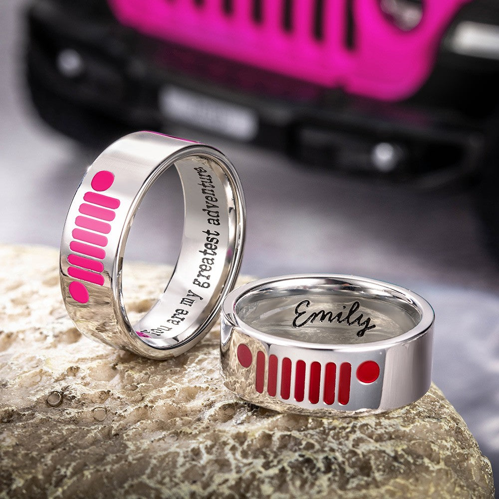 Custom Name Jeep Ring, Stainless Steel Unisex Ring