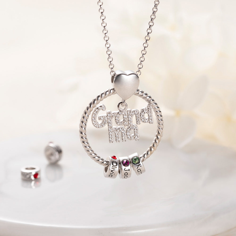 Personalized Name and Birthstone Family Necklace-Grandma Jewelry Treasures